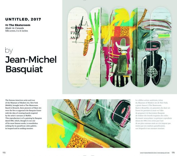 Book cover of SkateArt: From the Object to the Artwork, with a black and white female face graphic on skateboard. Published by Editions Cercle d'Art.