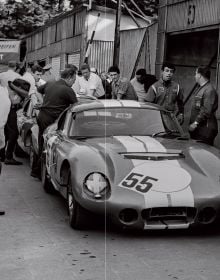 Book cover of Car Racing 1965, featuring a sports car on race track, spectators to left side. Published by Editions Cercle d'Art.