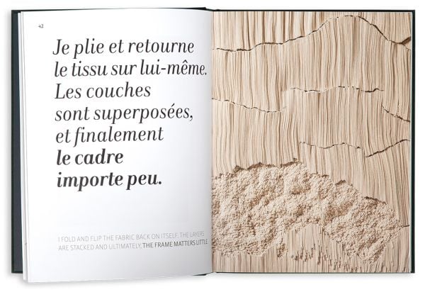 Book cover of Simone Pheulpin, with a cream raw cotton sculpture resembling sliced tree trunk. Published by Editions Cercle d'Art.