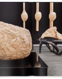 Book cover of Simone Pheulpin, with a cream raw cotton sculpture resembling sliced tree trunk. Published by Editions Cercle d'Art.