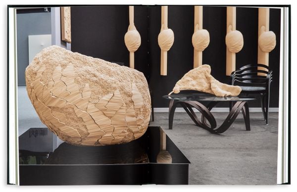 Book cover of Simone Pheulpin, with a cream raw cotton sculpture resembling sliced tree trunk. Published by Editions Cercle d'Art.