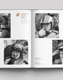 Book cover of Car Racing 1969, featuring racing driver sitting in jacked up car with no wheels. Published by Editions Cercle d'Art.