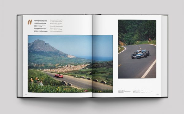 Book cover of Car Racing 1969, featuring racing driver sitting in jacked up car with no wheels. Published by Editions Cercle d'Art.