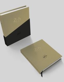 Beige photobook in black slipcase of '24 hours of Le Mans, 1923 - 2023 Centenary Edition'. Published by Editions Cercle d'Art.