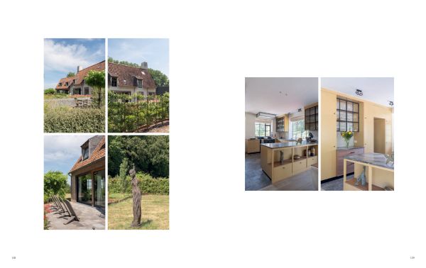 Book cover of The Art of Craftsmanship, Interiors by Van Overstraeten, with interior with wood paneled wall, low hanging modern light fitting, and marble seat. Published by Beta-Plus.