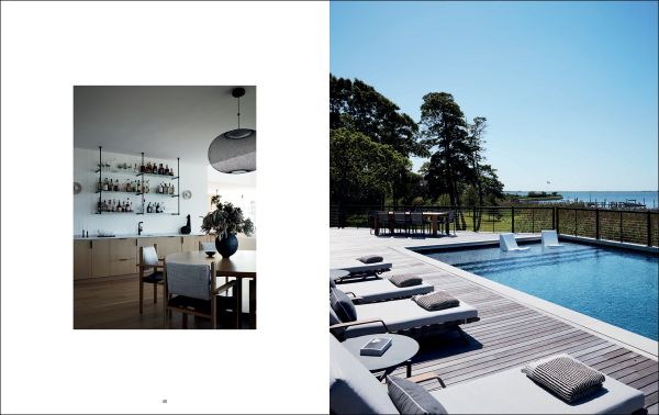 Linen book cover of Contemporary Retreats, featuring an interior living space in shades of gray. Published by Beta-Plus.