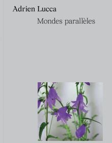 Cover of Adrien Lucca. Parallel universes, Collection l'Impatient, with purply-blue Harebell flowers. Published by Exhibitions International.