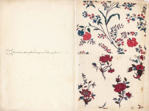 Book cover of The Holker Album, Textile Samples and Industrial Espionage in the 18th Century, with a dark red and pink checked material Published by Musée des Arts Décoratifs.