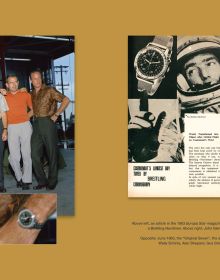Book cover of Navitimer Story, The Epic Saga of The Breitling Chronograph, featuring a black and silver Navitimer watch with black strap. Published by Watchprint.com.