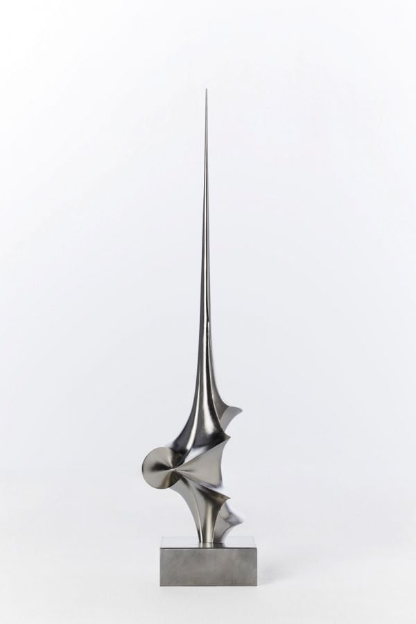 Book cover of Toshimasa Kikuchi: Mathematical Objects, with silhouette of abstract sculpture. Published by John Adamson.