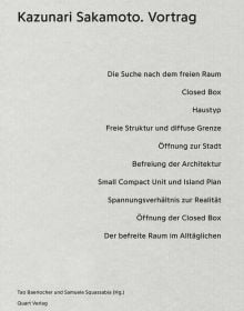 Book cover of Kazunari Sakamoto: Vortrag. Published by Quart Publishers.