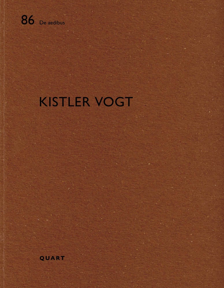 Black capital font with Biel architect surnames Kistler Vogt on a plain brown background and number 86 in the De eadibus series in the top left corner.
