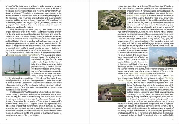 Gold book cover of 'Rising Oceans & Spaces That Care, Complexities and ideas behind the Friendship Hospital by Kashef Chowdhury / URBANA in Bangladesh. Published by Quart Publishers.