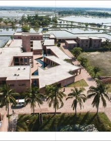 Gold book cover of 'Rising Oceans & Spaces That Care, Complexities and ideas behind the Friendship Hospital by Kashef Chowdhury / URBANA in Bangladesh. Published by Quart Publishers.