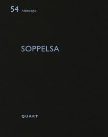 Black book cover of 'soppelsa Architekten', with pale blue font. Published by Quart Publishers.