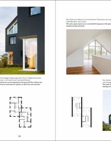 Black book cover of 'soppelsa Architekten', with pale blue font. Published by Quart Publishers.