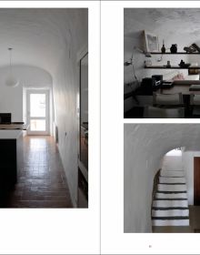 Book cover of Lineage and Legacy, A Certain Modernism in Cadaqués, with a chair in apartment overlooking coastal fishing village. Published by Quart Publishers.