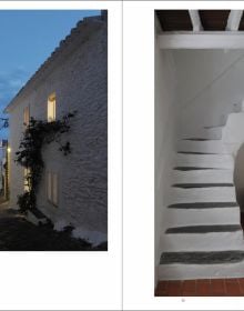 Book cover of Lineage and Legacy, A Certain Modernism in Cadaqués, with a chair in apartment overlooking coastal fishing village. Published by Quart Publishers.