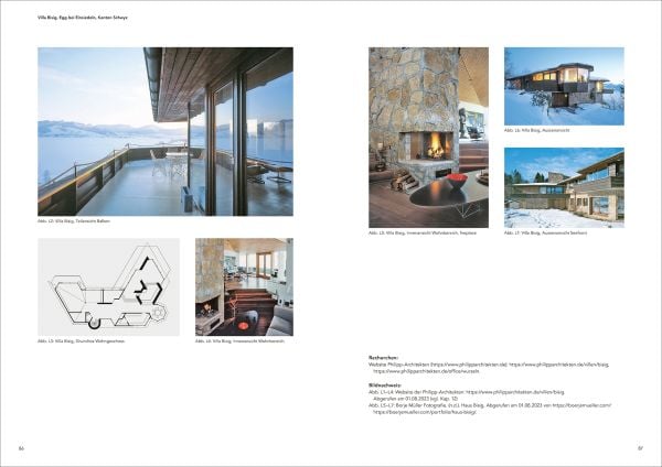 Book cover of Der architektonische Einfluss von Frank Lloyd Wright in der Zentralschweiz, with a building on the side of a hill. Published by Quart Publishers.