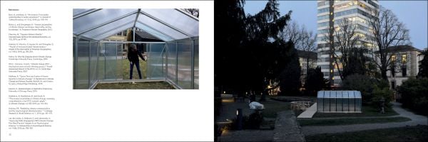 Figure in pink through transparent lined material, CLIMATE GARDEN 2085 in white stencil font across cover