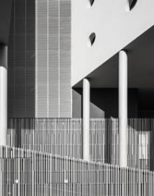 Book cover of Labics - Structures: A System of Relations, with a residential building block with wood shutters. Published by Park Books.