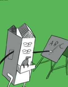 Sketch of head and shoulders, face cut off facing inward to hole in head, on green cover, Thinking Visions for Architectural Design in black font above
