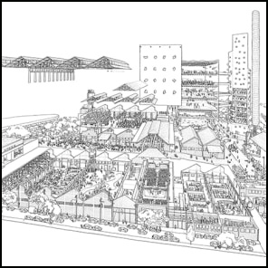 Book cover of Access for All: São Paulo's Architectural Infrastructures, with a public outdoor rooftop swimming pool with bathers, under blue sky. Published by Park Books.