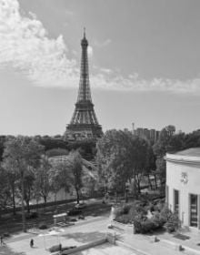 Tall columns of Paris Museum of Modern Art, on white cover, Modern Modern in embossed font below