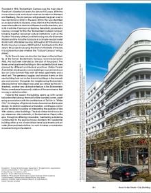 Side façade of residential complex with roof terraces and balconies, Stefan Forster Architekten in white font to upper left.