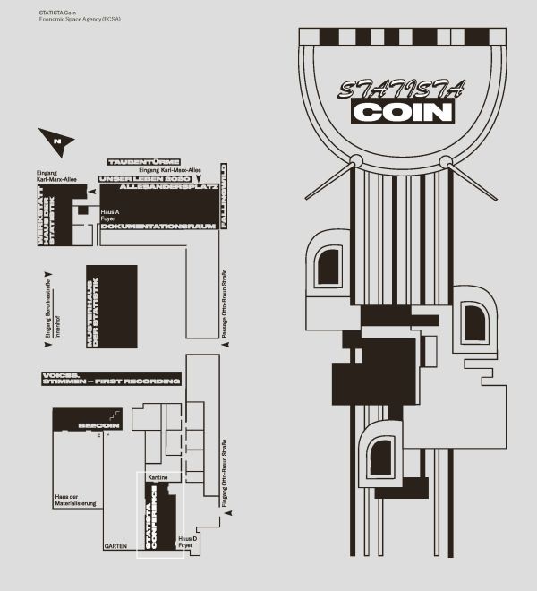 Architecture of city of Berlin, rotated left, STATISTA in black font to left edge, top half cut off.