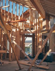 Book cover of American Framing, The Same Something for Everyone, with interior of exposed timber framed building. Published by Park Books.