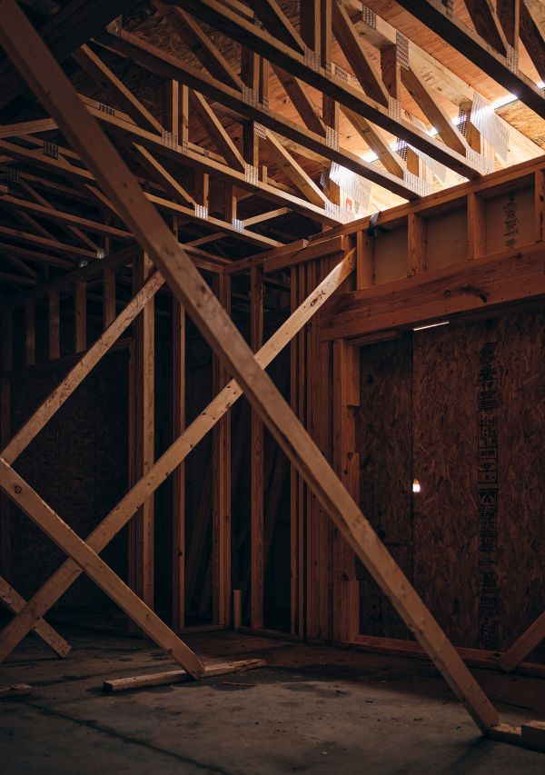 Book cover of American Framing, The Same Something for Everyone, with interior of exposed timber framed building. Published by Park Books.