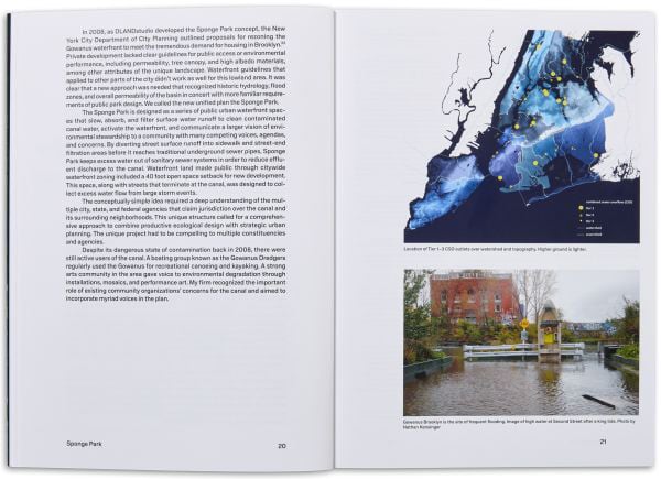 Book cover of Sponge Park: Gowanus Canal, with an aerial map of part of the USA. Published by Park Books.