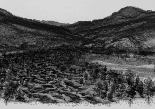 Landscape diagrams, DESIGNING THE UNFINISHED ROBOTIC LANDSCAPES in black font to centre of white cover, by Park Books.