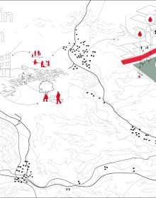 Pale grey cover with URBANISM in fine black outline and Basics of Urbanism in pinky red font