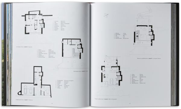Book cover of Alexander Brenner – Villas and Houses 2015–2021: A Holistic Art of Building, with a concrete building surrounded by green trees. Published by Park Books.
