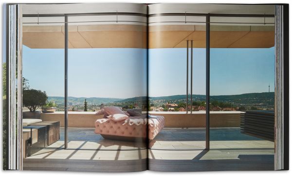 Book cover of Alexander Brenner – Villas and Houses 2015–2021: A Holistic Art of Building, with a concrete building surrounded by green trees. Published by Park Books.