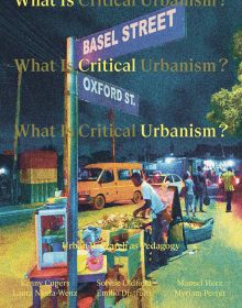 Book cover of What is Critical Urbanism, with an urban street at night with food vendors. Published by Park Books.