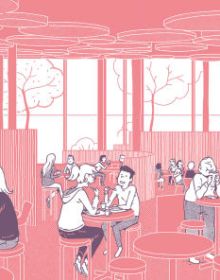 Book cover of ABC, Manuel de pratiques vertueuses pour penser et construire les écoles du futur, with a school building with students. Published by Park Books.