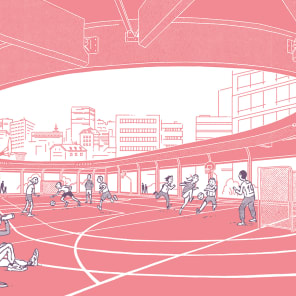 Book cover of ABC, Manuel de pratiques vertueuses pour penser et construire les écoles du futur, with a school building with students. Published by Park Books.