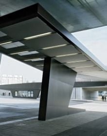 Book cover of Penzel Valier: Architecture, Construction, Design 2007–2024, with interior of brutalist building. Published by Park Books.