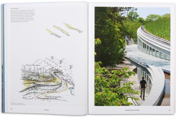 Book cover of Drifting Symmetries: Projects, Provocations, and other Enduring Models by Weiss/Manfredi, with a large, flat-roofed building surround by water. Published by Park Books.