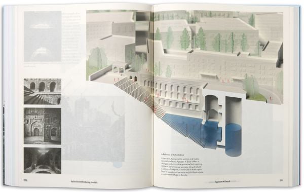 Book cover of Drifting Symmetries: Projects, Provocations, and other Enduring Models by Weiss/Manfredi, with a large, flat-roofed building surround by water. Published by Park Books.