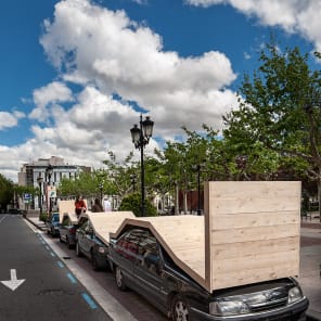 Book cover of Concéntrico: Urban Innovation Laboratory; featuring grey block-paving with red brick circles. Published by Park Books.