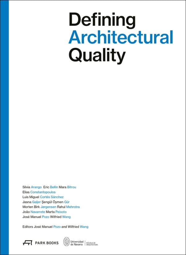 Book cover of Defining Architectural Quality. Published by Park Books.