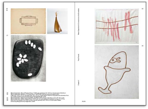 Book cover of Simon Baur Meret Oppenheim Enigmas A Journey Through Life and Work, with the artist and photographer smiling, in front of sculpture. Published Scheidegger & Spiess.