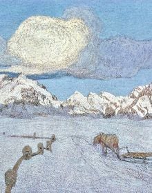 Book cover of Giovanni Segantini. La Vita – La Natura – La Morte: Landmarks of Swiss Art, featuring three landscape paintings. Published by Scheidegger & Spiess.