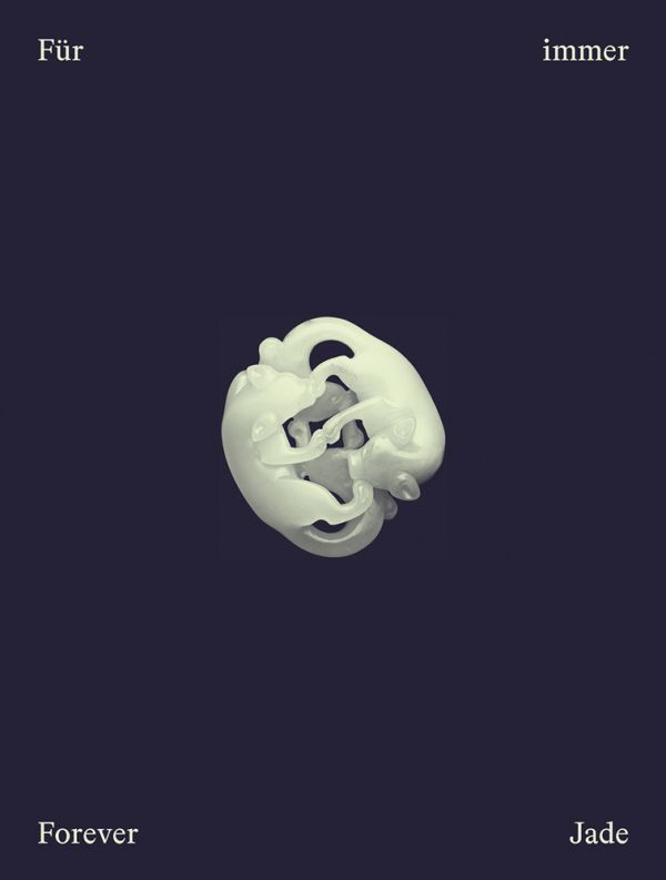 Book cover of Forever Jade: Chinese Jade Miniatures from Four Millennia, with a sculptured jade animal ornament. Published by Scheidegger & Spiess.