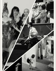Book cover of Swiss Grand Award for Design 2022: Susanne Bartsch, Verena Huber, Beat Streuli, with a photo montage of fashion models, street scenes, and interior spaces. Published Scheidegger & Spiess.