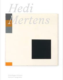 Book cover of Hedi Merten, with an abstract painting of black square on cream canvas. Published by Scheidegger & Spiess.